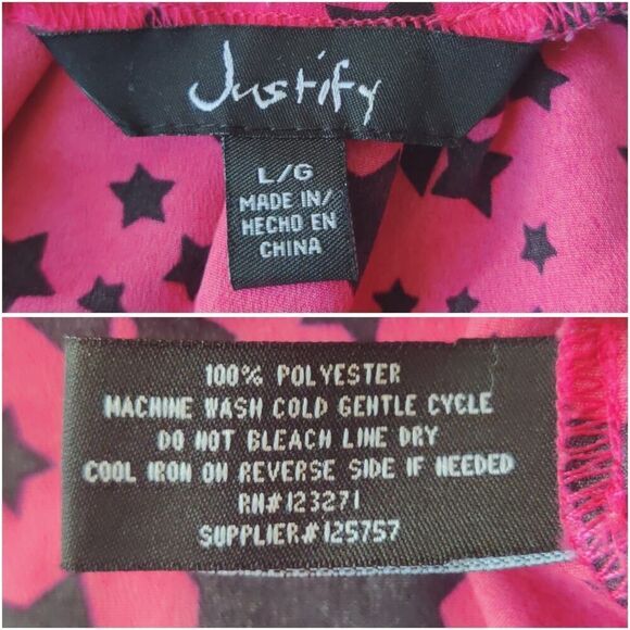 Justify star print ruffle trim button front cami sz L - Picture 6 of 6